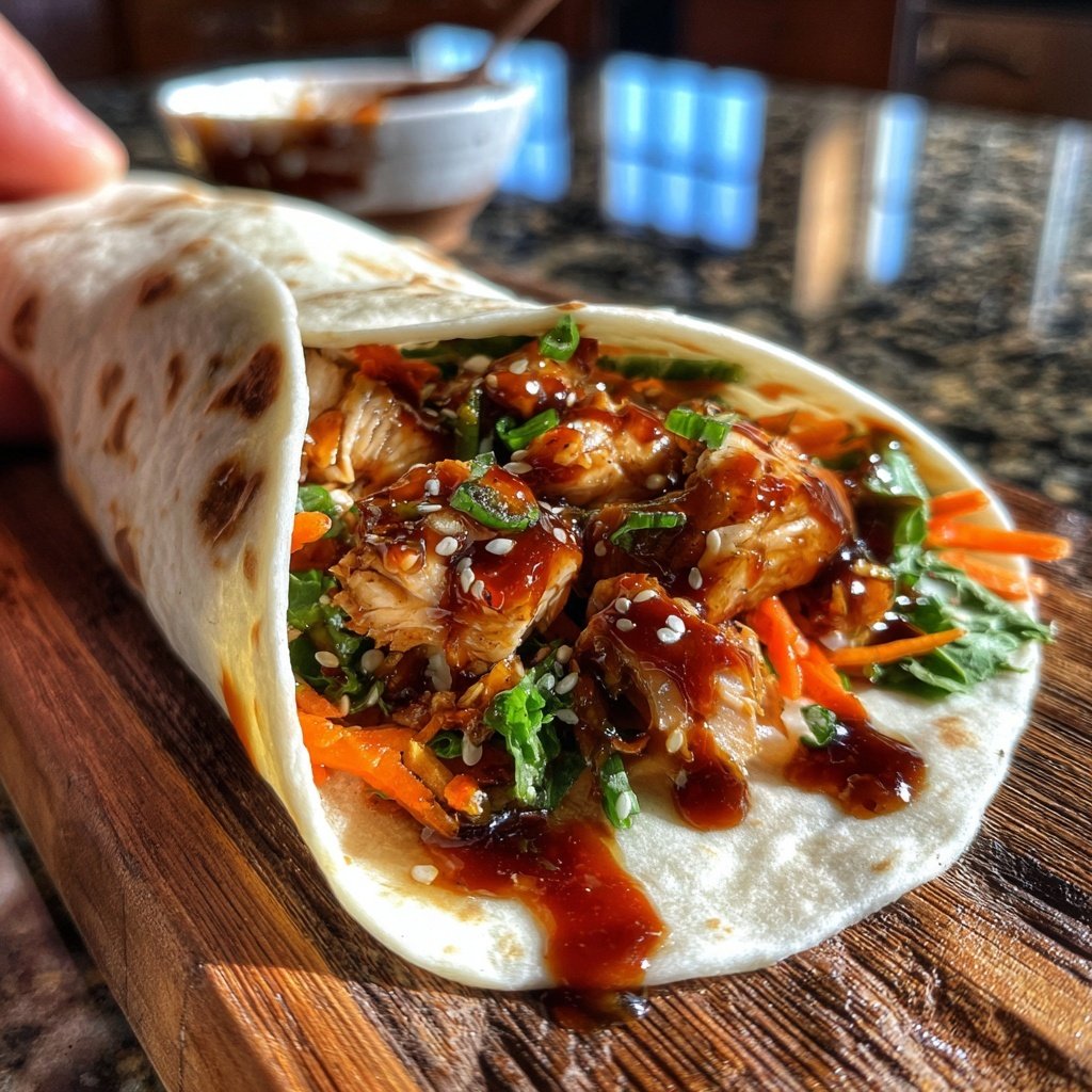 Peanut Hoisin Chicken Wraps